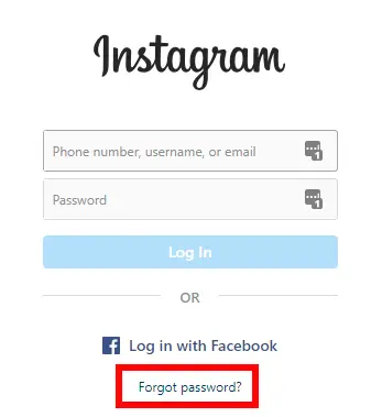 Cliquez sur Mot de passe oublié pour réinitialiser le mot de passe sur Instagram