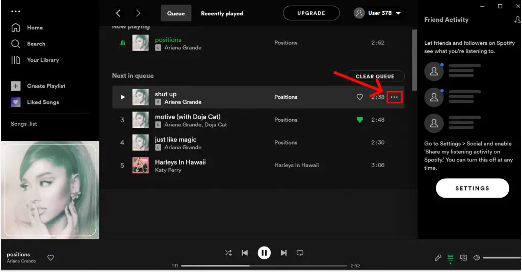 Comment effacer la file d'attente sur Spotify?