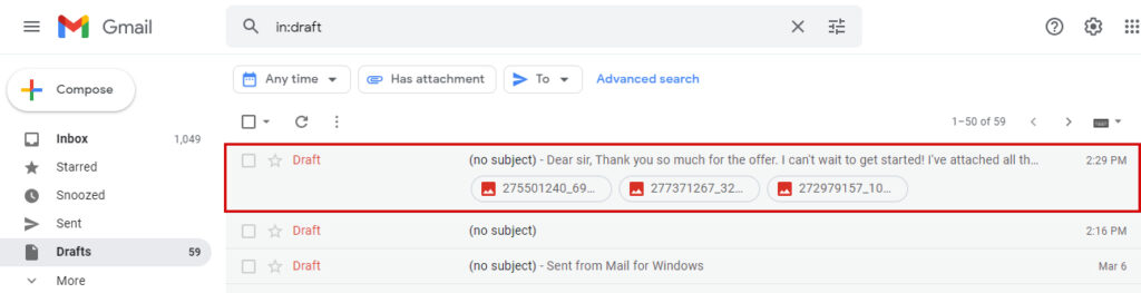 Comment envoyer un brouillon d'e-mail dans Gmail ?