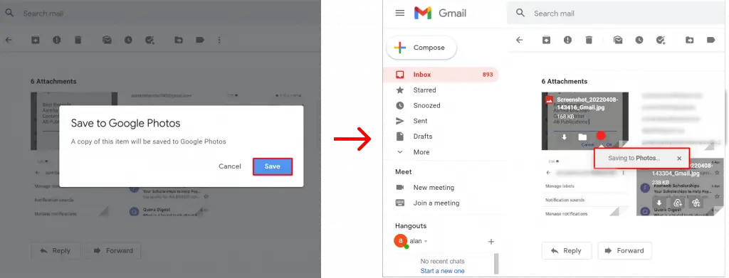 Comment enregistrer des photos depuis Gmail