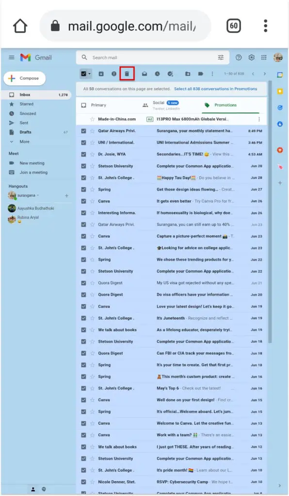 Comment supprimer toutes les promotions dans Gmail ?